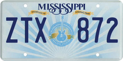 MS license plate ZTX872