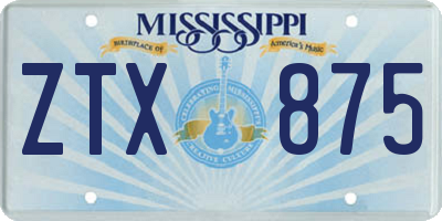 MS license plate ZTX875