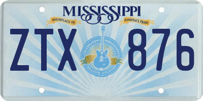 MS license plate ZTX876