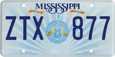 MS license plate ZTX877