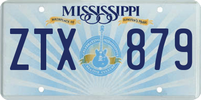 MS license plate ZTX879