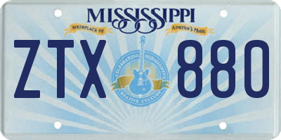 MS license plate ZTX880