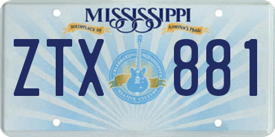 MS license plate ZTX881