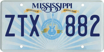 MS license plate ZTX882