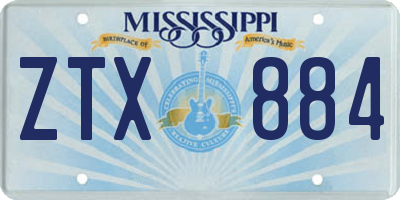MS license plate ZTX884