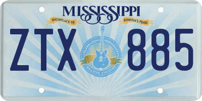 MS license plate ZTX885