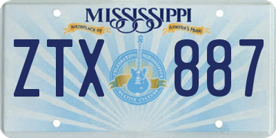MS license plate ZTX887