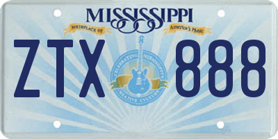 MS license plate ZTX888