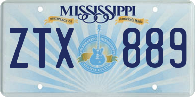 MS license plate ZTX889
