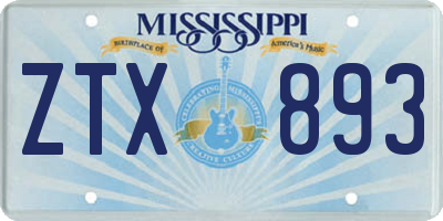 MS license plate ZTX893