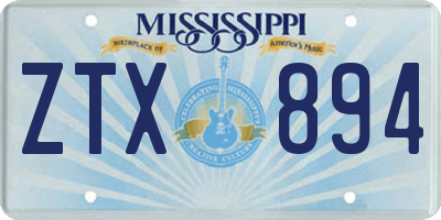 MS license plate ZTX894