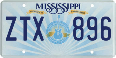 MS license plate ZTX896