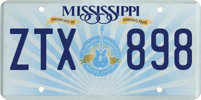 MS license plate ZTX898