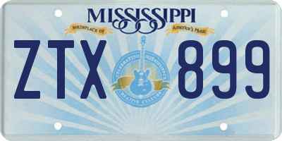 MS license plate ZTX899