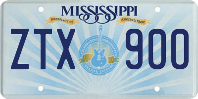MS license plate ZTX900
