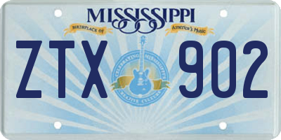 MS license plate ZTX902