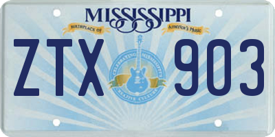MS license plate ZTX903
