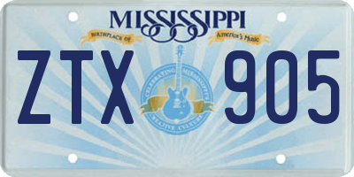 MS license plate ZTX905