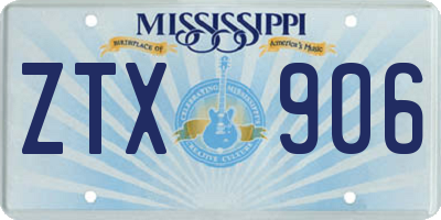 MS license plate ZTX906