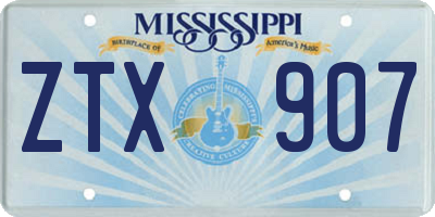 MS license plate ZTX907