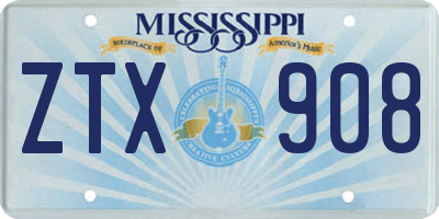 MS license plate ZTX908