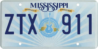 MS license plate ZTX911