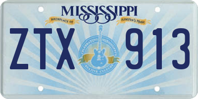 MS license plate ZTX913