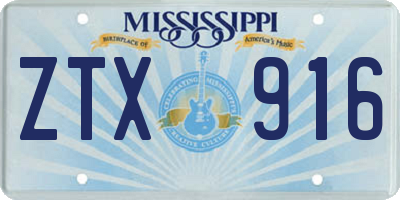 MS license plate ZTX916