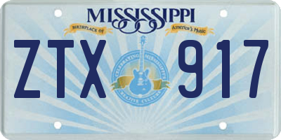 MS license plate ZTX917