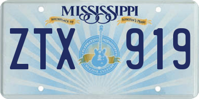 MS license plate ZTX919