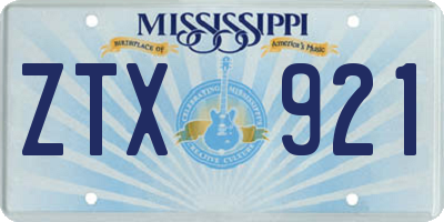 MS license plate ZTX921