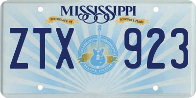 MS license plate ZTX923