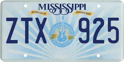 MS license plate ZTX925