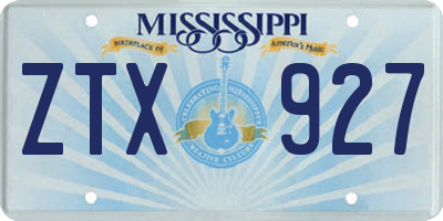 MS license plate ZTX927