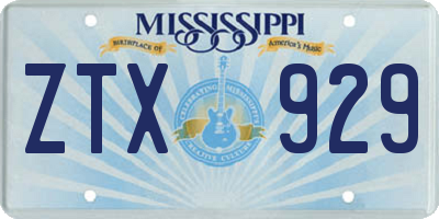 MS license plate ZTX929