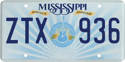 MS license plate ZTX936