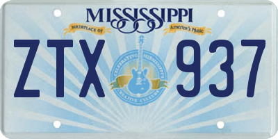 MS license plate ZTX937
