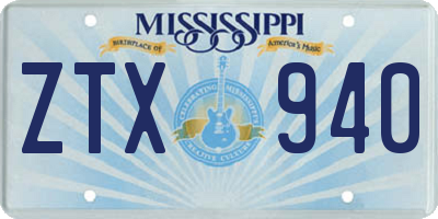 MS license plate ZTX940