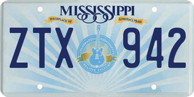 MS license plate ZTX942