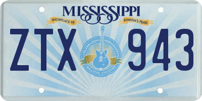MS license plate ZTX943