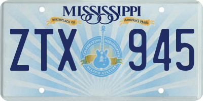 MS license plate ZTX945