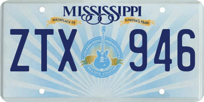 MS license plate ZTX946