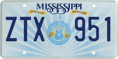 MS license plate ZTX951