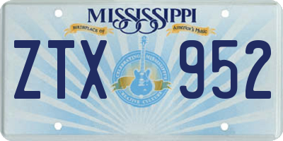 MS license plate ZTX952