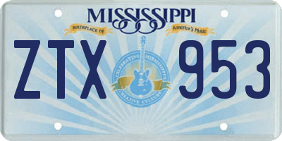 MS license plate ZTX953