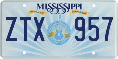 MS license plate ZTX957