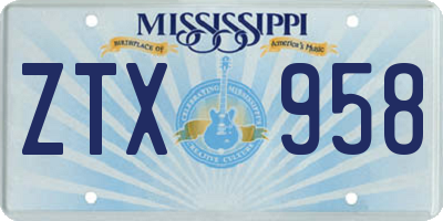 MS license plate ZTX958