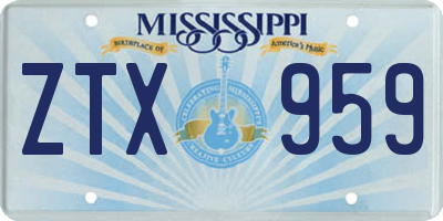 MS license plate ZTX959