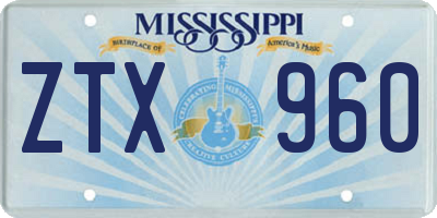 MS license plate ZTX960