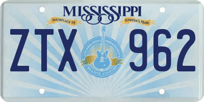 MS license plate ZTX962